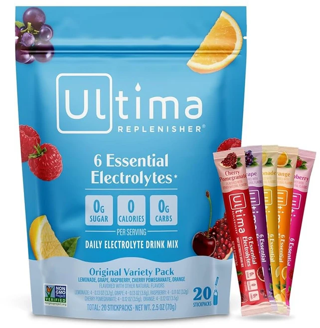 Ultima Replenisher 아이스티 에이드 원액 분말 가루 울티마 리플레니셔 데일리 전해질 파우더 음료 믹스 레모네이드 20 스틱팩 6가지 주요 전해질과 미량 미네랄이, 버라이어티 팩 - 쿠팡