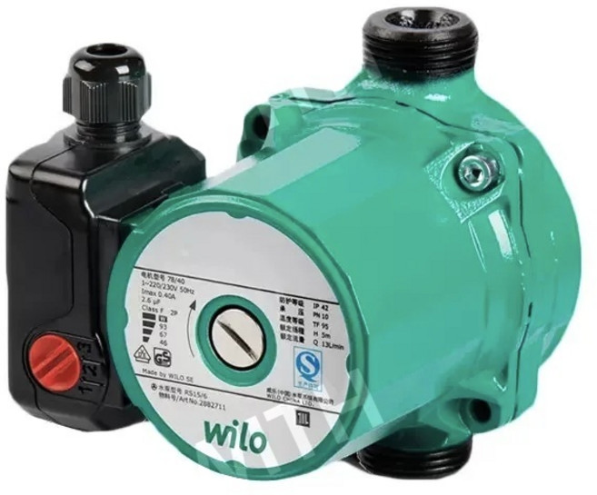 WILO 가정용 온수 순환 펌프 초저소음 소형 파이프 캔 펌프 지열 리턴 그라운드 펌프 RS15/6 난방, AC 220V 50Hz, 1, 1) RS156 230V