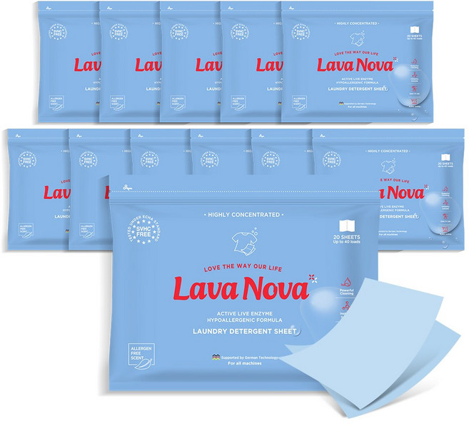 라바노바 고농축 시트형 겸용 세탁세제, 20개입, 12개