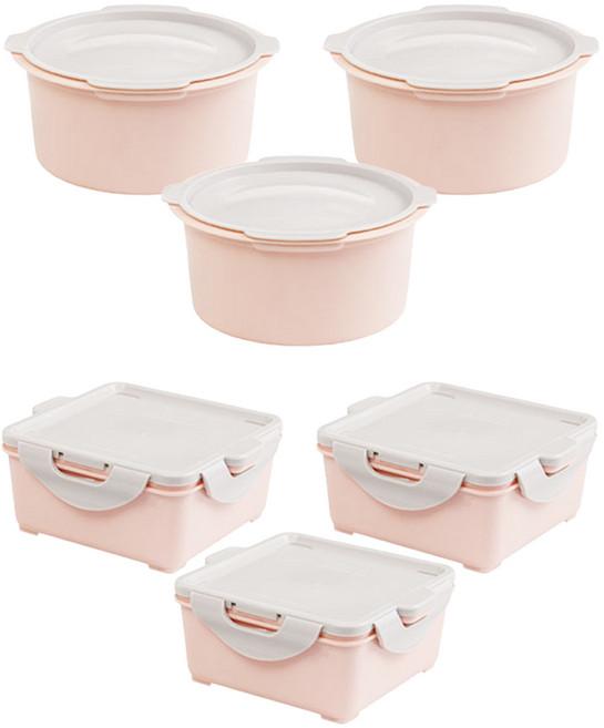 유펍스팀 만능 스팀팟 원형 사각 국내산 친환경 밀폐용기 전자렌지 3분쿡, 1개, 원형3세트+사각3세트