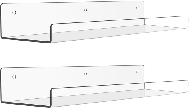 upsimples 다용도 투명 아크릴 선반 다용도 벽선반 진열대, 1단, 투명 2개