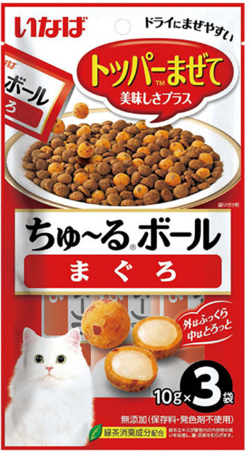 이나바 챠오 츄르볼 3P 토퍼 사료토핑 고양이간식, 1개, 30g, 참치