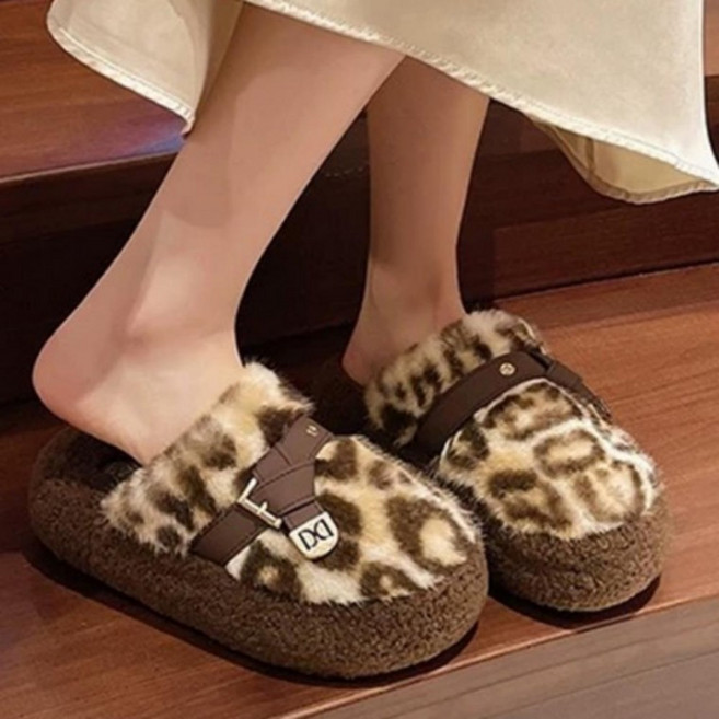 호피 슬리퍼 털슬리퍼 겨울 슬리퍼 거실화 남녀공용 레오파드