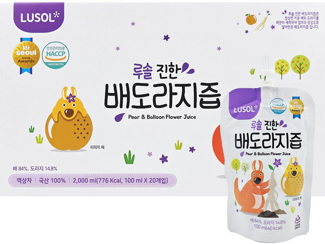루솔이 만든 진한 배도라지즙 선물세트, 100ml, 20개