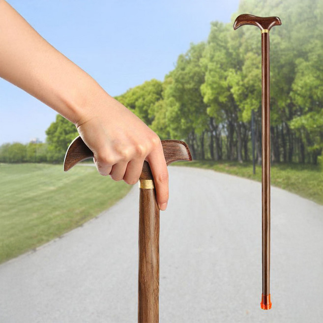 어르신용 원목 나무지팡이 닭날개 손잡이 보행보조 스틱 튼튼한 노인지팡이, 지팡이