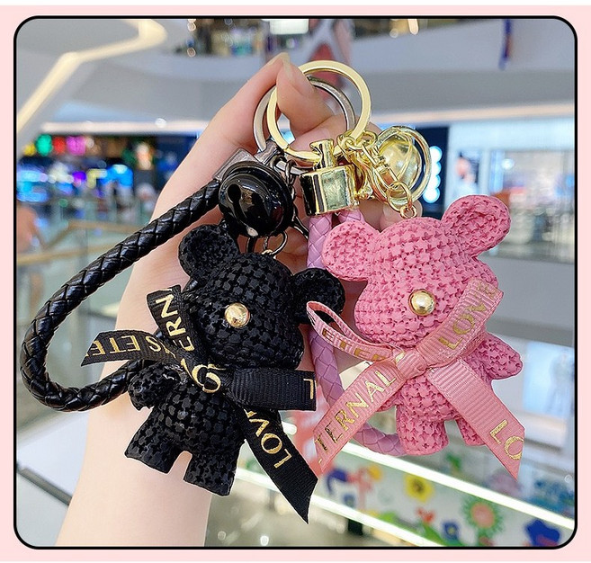 도원스타일 귀여운 니트 리본 곰돌이 키링