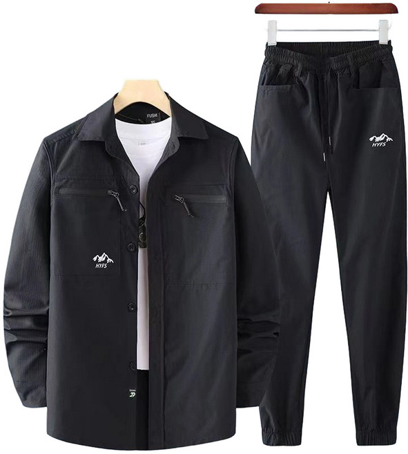 남성 춘추 작업복 스판 통기성 좋은 쾌적한 방수 등산복 낚시복 정비복 아웃도어 스포츠 상의 하의 세트 XJ09