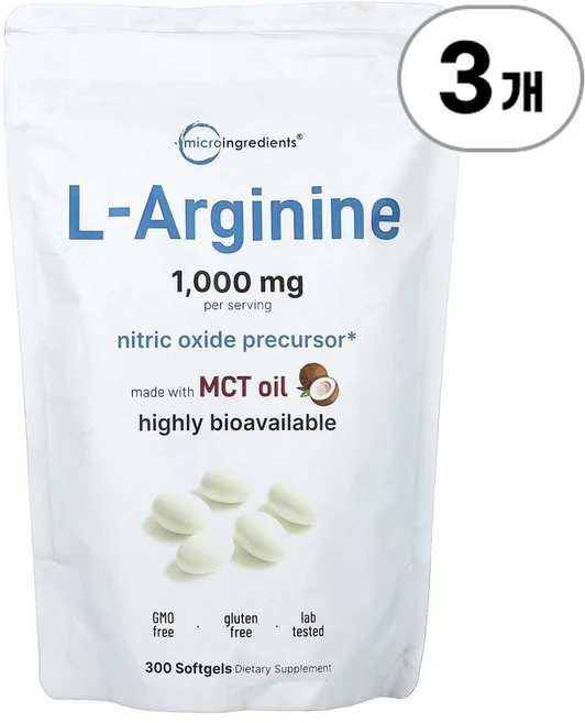 마이크로 인그리디언츠 L-아르기닌 250mg Micro Ingredients L-Arginine 250 mg 300정, 3개 - 쿠팡
