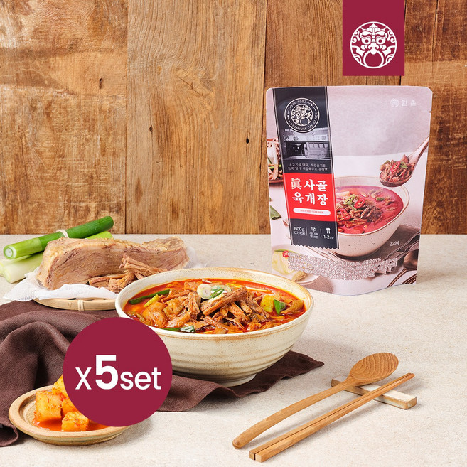 [한촌설렁탕] 더블랙 프리미엄 진 사골육개장 5팩, 600g, 5개
