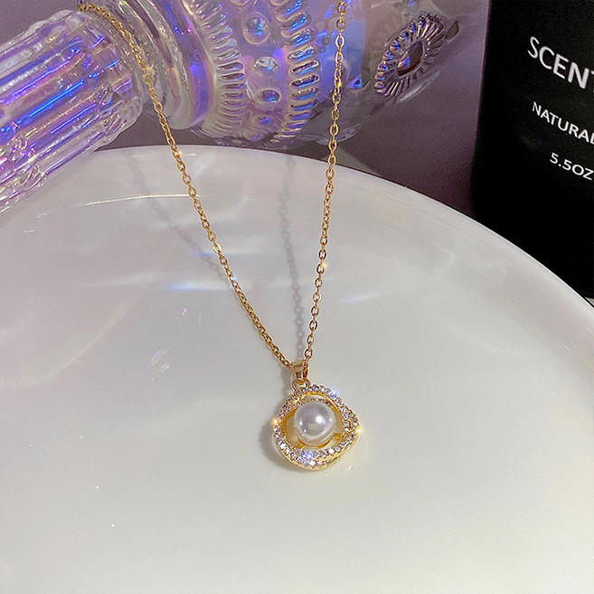 NXNA 14K 골드 경량큐빅 진주던트 여성목걸이 체인 도금 CS-XL021