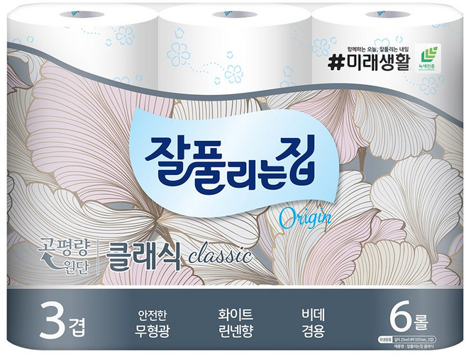 잘풀리는집 뉴 클래식 화장지, 25m, 6개입, 1개