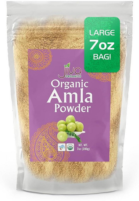 Jiva Organics Organic Pure 암라 베리 파우더 198.4g(7온스) - 식품 등급 및 GMO 프리 요리 뷰티 케어용 240544, 1, 200g