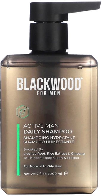 Blackwood For Men 액티브 맨 데일리 샴푸 감초 뿌리 쌀 추출물 및 인삼 함유 200ml(7fl oz), BlackwoodForMen액티브맨데일리샴푸감초뿌리쌀추 - 쿠팡