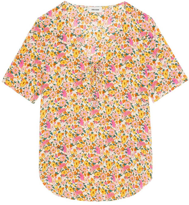 쟈딕앤볼테르 플로럴 프린트 반소매 탑