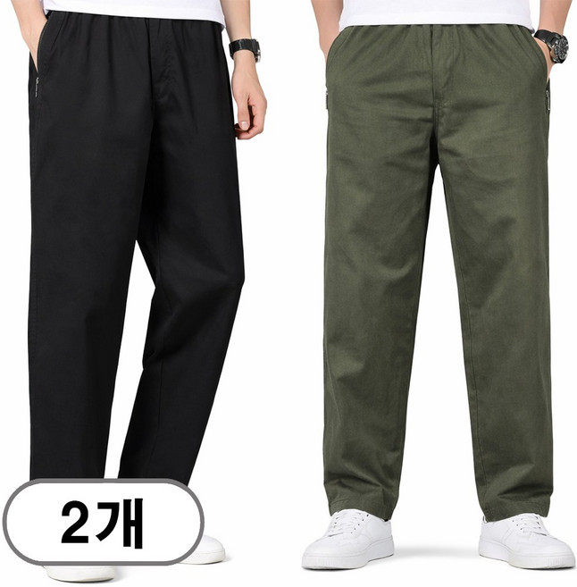 차쿠 1+1(2세트) 남성 캐주얼 면바지 작업바지 출퇴근 바지 중년 아빠 빅사이즈 4계절