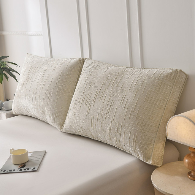 質感紋理床頭靠枕，簡約風設計，柔軟支撐，科學弧度貼合，高回彈PP棉，香草白，80CM, 香草白
