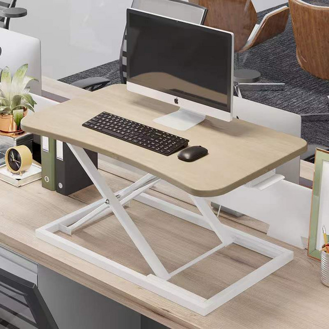세계일주 높이조절 모션 데스크 거치형 LITE 스탠딩 컴퓨터 책상 에어펌프조절 ZY47, B1원목색73*47CM