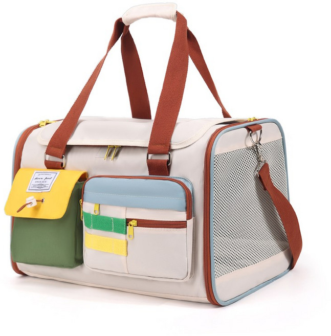 투명창 반려동물 이동 백팩 측면 오픈형 일상 외출용, 베이지색, 1개