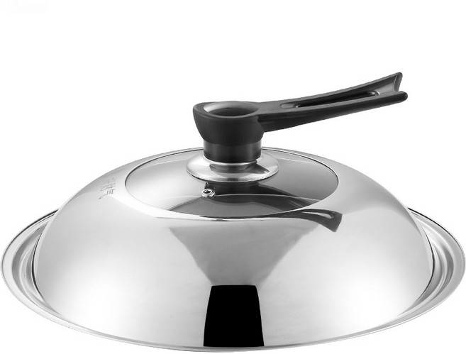 [DingShun] 내열성 방폭 스테인레스 뚜껑 요리냄비 음식 팬덮개, 38cm는 방폭 유리 원근법을 견딜 수 있습니, 1개, 38cm