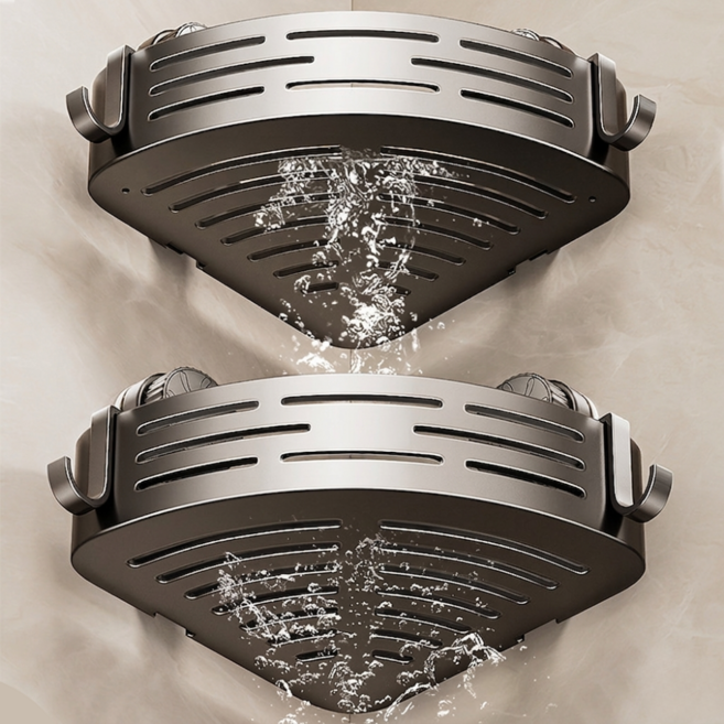 엄군마켓 무타공욕실코너선반 화장실 스테인레스 정리, 1세트, 그레이