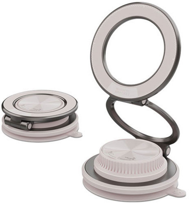 1상2템 360도 회전 접이식 진공 흡착 맥세이프 거치대, 아이보리, 1개