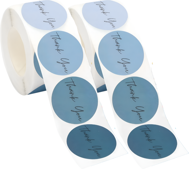 500매 원형 땡큐 감사 스티커, 2세트, 05. 블루(S376) 1롤 500매