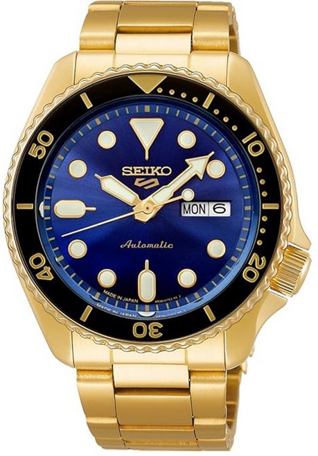 세이코 남성 남자 블루 골드 오토매틱 메탈시계 SRPK20