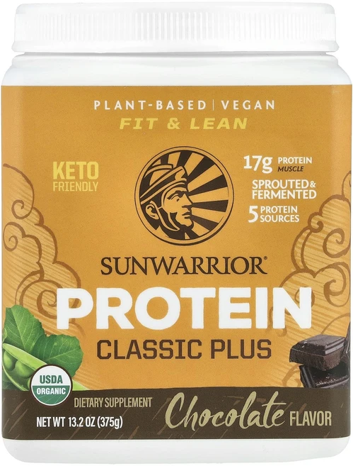 새해 건강을 선물하세요 Sunwarrior 클래식 플러스 프로틴 초콜릿 맛 375g(13.2oz) 특별관리진행, 375g, 1 - 쿠팡