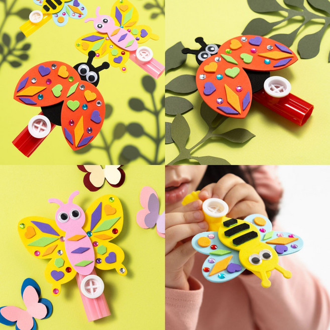 종이 피리 만들기 3종 봄 공예재료 만들기재료 미술재료 엄마표놀이 곤충피리, 1개, 나비
