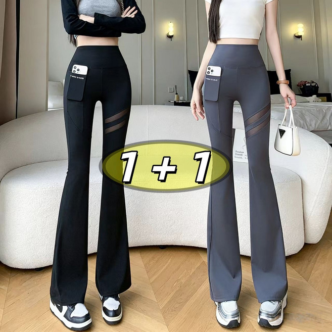 1+1 여성 부츠컷 요가바지 밴딩 필라테스 피트니스 하의