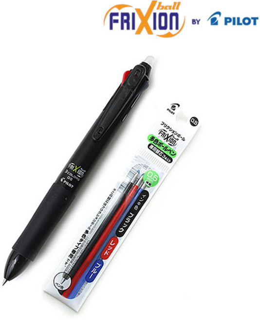 프릭션 지워지는 볼펜 슬림 3색볼펜+리필 세트 0.5mm, 블랙