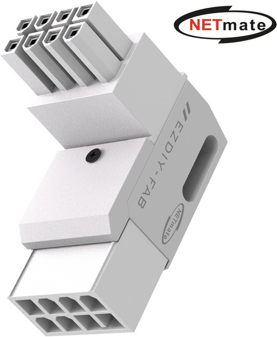 넷메이트 NM-DPI2267 PCI-E 8핀 변환 어댑터 (화이트 RVS 90도 단품) [EZDIY-FAB] 역방향 그래픽카드전원 ㄱ자형 꺽임, 1개