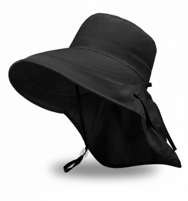 메이리드 여성썬캡 여성 챙넓은모자 자외선차단 햇빛가리개 모자, 블랙