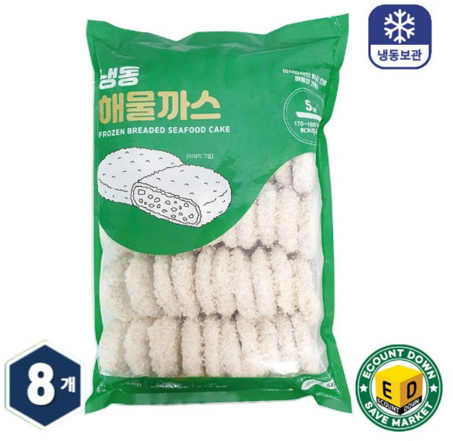 수산왕국 오징어까스 50개입 대용량 업소용 에어프라이어 튀김, 8개, 2.5kg