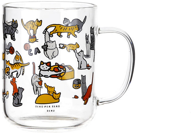 글라스 머그컵 유리 머그 귀여운 동물 컵, 1개, 냥냥
