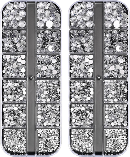 포트렘 네일 파츠 큐빅 다이아 원형 2박스 세트, 1개, 투명