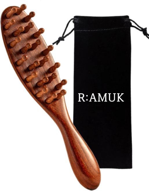 리아므크 원목 두피 마사지기 괄사, 브라운, 1개