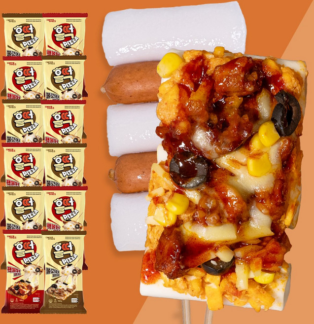 [홀떡피자] 소떡위에 피자 2종 (불고기피자 2팩 + 핵불닭피자 2팩 ), 3세트, 600g