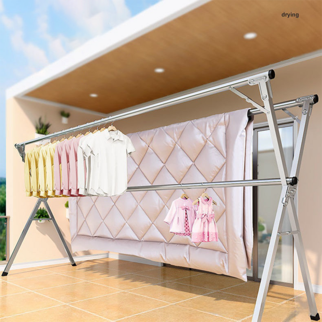Anystar 원터치 튼튼한 대형 접이식 이불 빨래건조대, 은백색