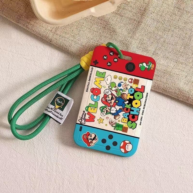 馬力歐 遊戲機造型 卡套 證件套 編織繩 卡夾