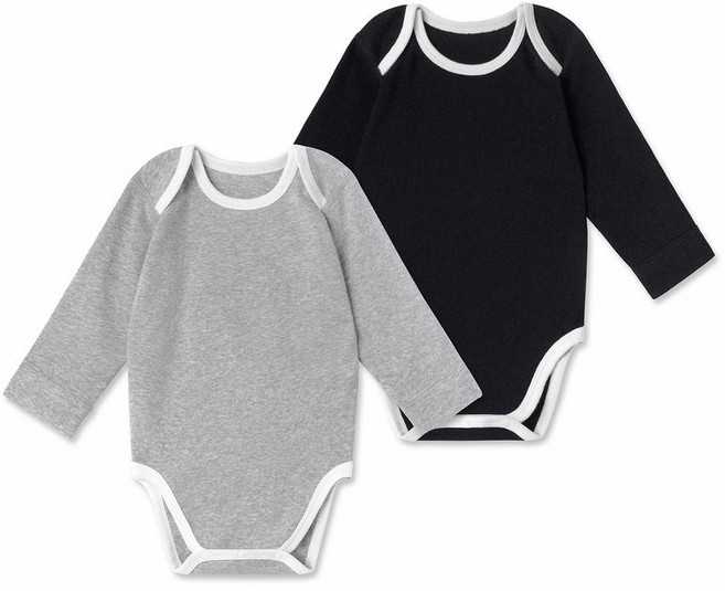 MUSINSA STANDARD KIDS 베이비 링거 바디수트 2팩 [블랙/멜란지 그레이] 107466