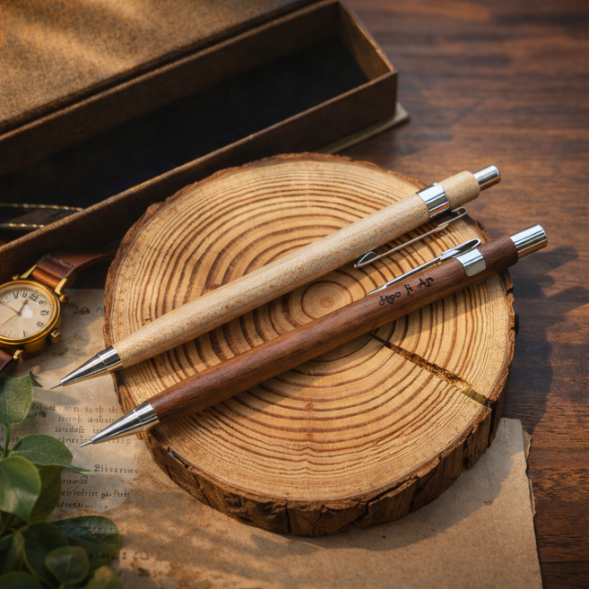 DDASE 각인샤프 우드 선물용 단체 행사 답례품, 1개, 베이지