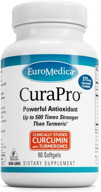 유로메디카 큐라프로 커큐민 컴플렉스 375mg CuraPro 소프트젤 60정, 1개 - 쿠팡