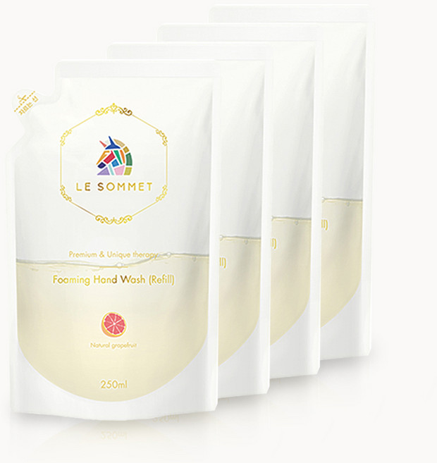 르소메 프리미엄 포밍 자몽향 거품 세균 제거 손세정제 손소독제 핸드워시 리필 250ml, 4개