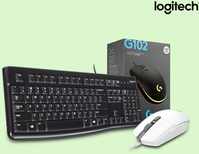 로지텍 K120 NEW 유선 키보드+로지텍 G102 (정품박스) 게이밍 유선 마우스세트, 로지텍 G102 화이트, K120 G102, 일반형