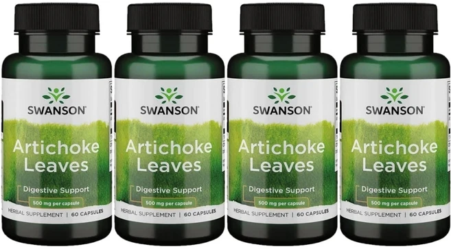 스완슨 아티초크 잎 500mg, 4팩, 60정 - 쿠팡