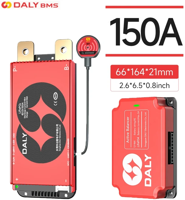 Daly 스마트 BMS 액티브 밸런서 5A Lifepo4 4S 12V 10S 40A 리튬 이온 3.7V RS485CAN, 01 14 초, 01 3.7 볼트, 09 150A Smart BMS 5A