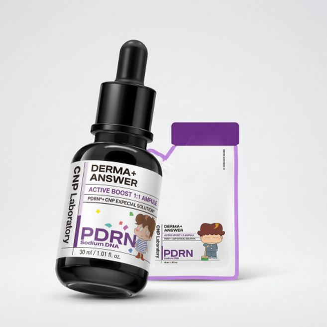 차앤박 더마앤서 액티브 부스트 PDRN 앰플 30ml+60ml 리필+대형스티커 (아따맘마 콜라보)