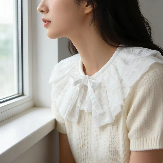 페이스 레이스 레이어드 카라 넥케이프