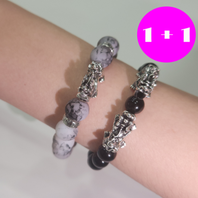 (왓썸) 1+1 행운 재물운 지혜운을 가져다 주는 부엉이 비휴 원석 팔찌